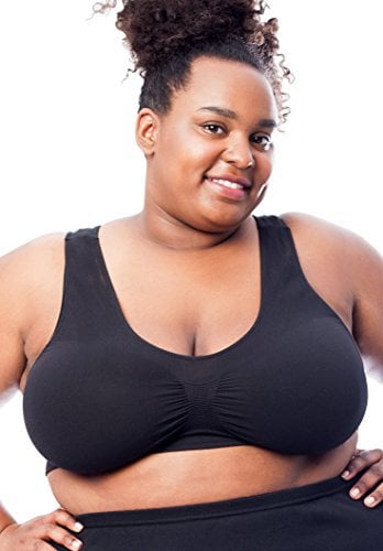 All Woman Large Pull-Over Seamless Bra Sizes Up to 56E (XXL, Black)