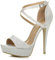 Ajvani Womens Ladies Platform high Heel Peeptoe Cross Over Strappy Shoes, 6 UK, Silver