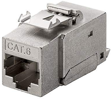 Goobay 95740 Keystone Modul RJ45 Buchse / CAT 6 Netzwerkstecker 250 MHz / STP Ethernet Buchse 8P8C / LSA Montage für Netzwerkkabel / Metallgehäuse