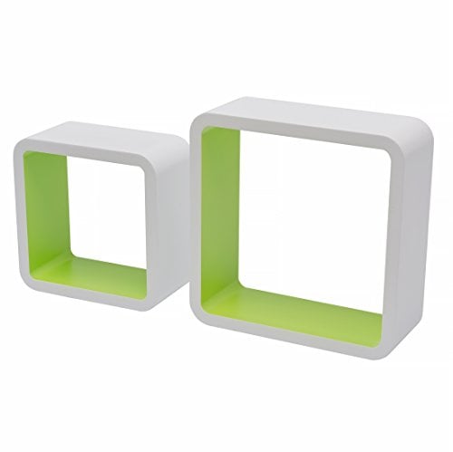 DURAline 2DC Dekoratives Wandregal, MDF, Weiß-Grün, 26 x 10 x 26 cm, 2-Einheiten, 1179686