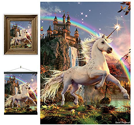 3D LiveLife Linsenförmige Wandkunst Drucke - Einhorn Abendstern von Deluxebase. Ungerahmtes 3D Schloss Poster. Perfekter Wandfüller. Original kunstwerk lizenziert von bekannt künstler, David Penfound