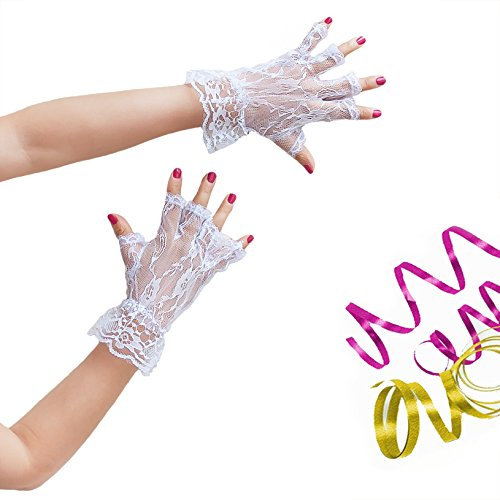 Oblique-Uniuqe® Netzhandschuhe Weiß mit Spitze - Einheitsgröße