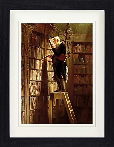 1art1 Carl Spitzweg Poster Der Bücherwurm, 1850 Gerahmtes Bild Mit Edlem Passepartout | Wand-Bilder | Im Bilderrahmen 40x30 cm