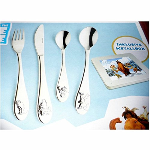 Kinderbesteck Besteck 4 teilig Ice Age inklusive Metallbox