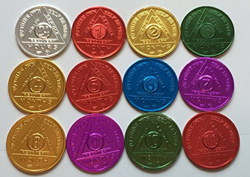 Set of 12 Recovery AA Medallion/Coins BSP 24hr-11mo Commemorative by Bright Star Press