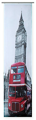 Haus und Deko Flächenvorhang 60 x 245 cm Digitaldruck Schiebevorhang London City halbtransparent, Klettband Paneelwagen Gardine Raumteiler Wohnzimmer Schlafzimmer Jugendzimmer