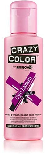 Crazy Colour - Tinta semi permanente per capelli di Renbow, colore: ciclamino (Cyclamen No. 51), 100 ml, scatola da 4