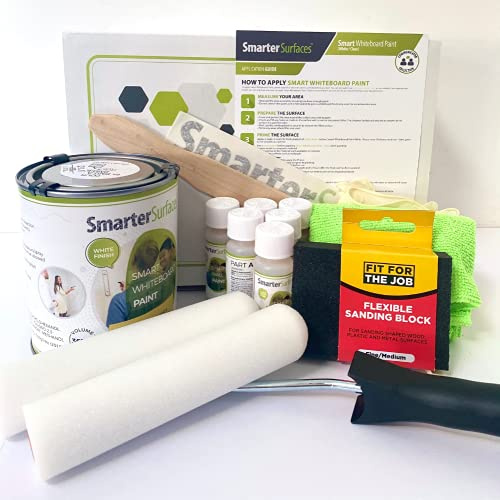 SmarterSurfaces Whiteboard Paint for Walls (6m²) - Dry Erase Paint Turns Any Surface Writable | Easy to Apply, Low VOC, Non-Toxic | White Board Wall Paint Kit for Indoor Use | 10-Year Guarantee
