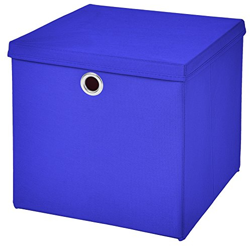 1 Stück Faltbox Blau 28 x 28 x 28 cm Aufbewahrungsbox faltbar mit Deckel