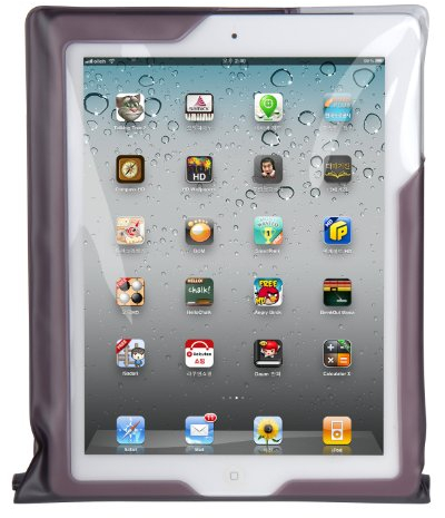 DiCAPac WP-i20 Wasserdichte Hülle für Apple iPad 1/2/3/4 & iPad Air 1/2 in Schwarz (Doppel-Klettverschluss, IPX8-Zertifizierung zum Schutz vor Wasser bis 5 m Tiefe; integrierter Airbag treibt auf dem Wasser & schützt das Gerät; extraklare Polycarbonat-Fotolinse; integrierte Handschlaufe & Ständer)