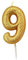 Anniversary House Metallic Gold Glitter Candle, Number 9, 9th Birthday Cake Topper, 7 Centimeters, AHC90/9