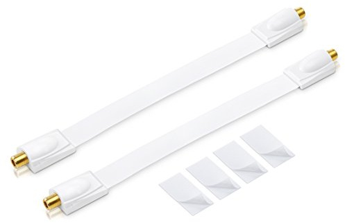 conecto 2X Premium Fensterdurchführung für SAT Kabel koaxial inkl. Klebepads (F-Kupplung auf F-Kupplung, vergoldet) weiß, 26 cm