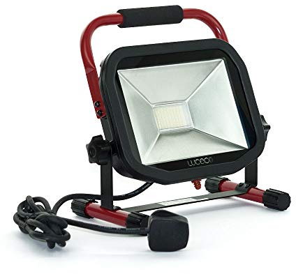 Luceco Portable Slimline LED Work Light, 38 Watts, Red and Black Aluminium