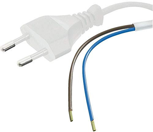 PremiumCord 230V 3m, Euro Enchufe A Extremo de Cable Abierto, Cable de Alimentación, 2 Extremos de Cable Expuestos, Color Blanco