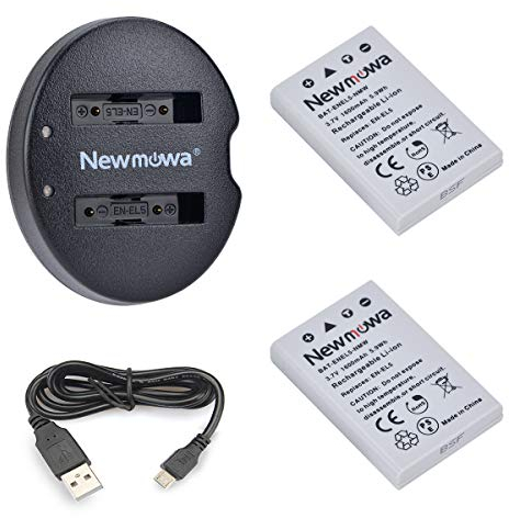 en-EL5 Newmowa Double USB Chargeur + 2 Remplacement Batteries pour Nikon Coolpix P530, P520, P510, P100, P500, P5100, P5000, P6000, P90, P80