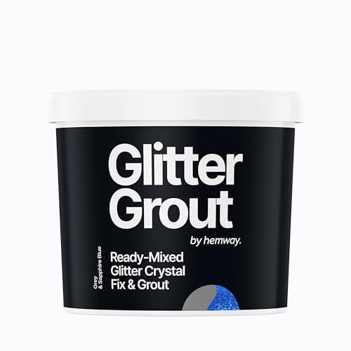 Hemway 2.5 L / 4.5 kg Sapphire Blue Glitter with Grey Grout | Ready Mixed & Easy to Use | Suitable for Kitchen, Bathroom & Flooring | Waterproof & Mould Resistant | Non-Toxic & Cruelty Free