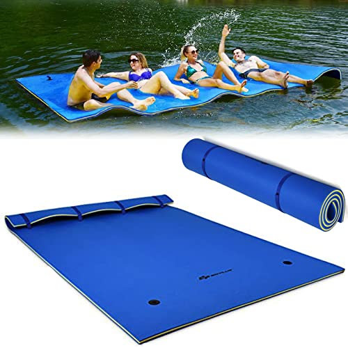 COSTWAY Tapis Flottant Idéal pour 3 à 5 Personnes avec Capacité de Charge de 300 KG Matelas Flottant pour Mer, Piscine et Lac 270 x 180 x 3,5 CM (Bleu)