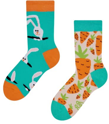 Dedoles Socken Kinder Mädchen Jungen Baumwolle viele lustige Designs Weihnachtssocken 1 Paar Tiger Frosch, Farbe Mehrfarbig, Motiv Kaninchen mit Karotten, Gr. 31-34