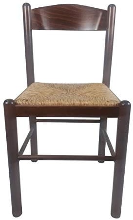 Sedia Pisa, In Legno Massello, Seduta in Paglia, Varie Colorazioni Disponibili (Noce)