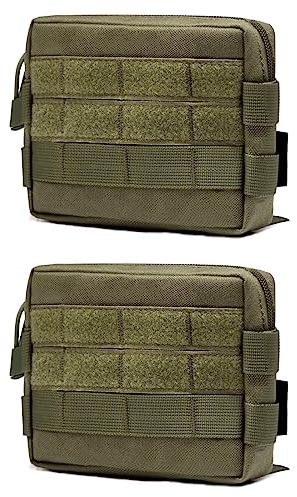 TRIWONDER Bolsa Táctica Molle Bolsa de Administración EDC Bolsa de Herramientas Militar para Colgar Cinturón Transportar (Verde - A - 2 pcs)