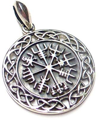 Kettenanhänger, Anhänger Silber, Motivanhänger Wikinger Kompass aus Sterlingsilber gearbeitet, Schmuck Unisex
