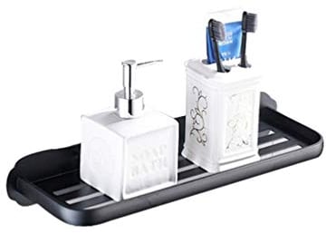 Mengmiao Wandmontage Duschablage Multifunktions Badezimmer Duschregal Wandablage Badezimmer Zubehör (Schwarz, 50 cm)
