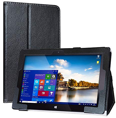 LiuShan Case for Fusion5 FWIN232 Plus S1,PU Leather Slim Folding Stand Cover for Fusion5 FWIN232 Plus S1 /FWIN232 Plus N4120 10.1 Windows Tablet(Not fit FWIN232 PRO N4120),Black