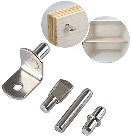 80 Stück Bodenträger, 6 mm Regalträger Regal Stifte, Edelstahl Regalbodenträger Stützen 4 Stile, für Möbel Schrank Kommode Regal Bücherregal Unterstützung (Silber)