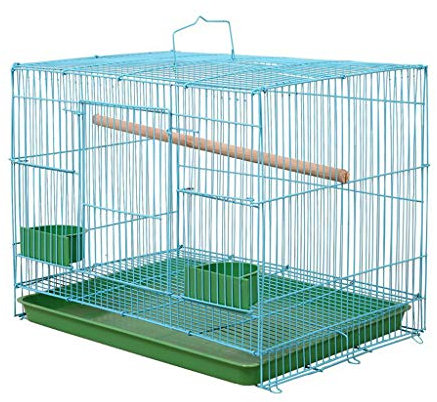 Buwei Wire Rectangular Small Cage for Small Birds and Canaries Rekord Equipped Feeders