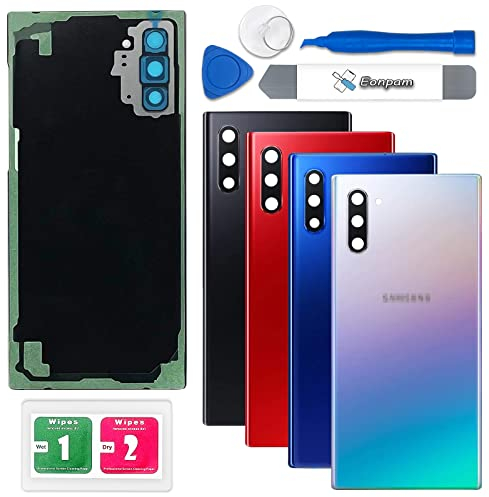 Eonpam Vitre Arrière pour Samsung Galaxy Note 10 N970 Origine Couvercle Batterie Remplacement avec Lentille de Caméra + Kit Réparation (Lueur)