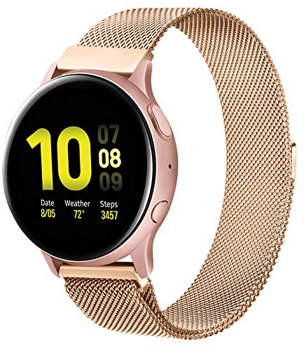 ZGCE Kompatibel mit Samsung Galaxy Watch Active/Active 2 40mm/44mm Armband, 20mm Edelstahl Mesh Metall Uhrenarmband für Gear Sport/S2 Classic/Garmin Vivo Active 3/Watch 3 41mm (20mm, Roségold)