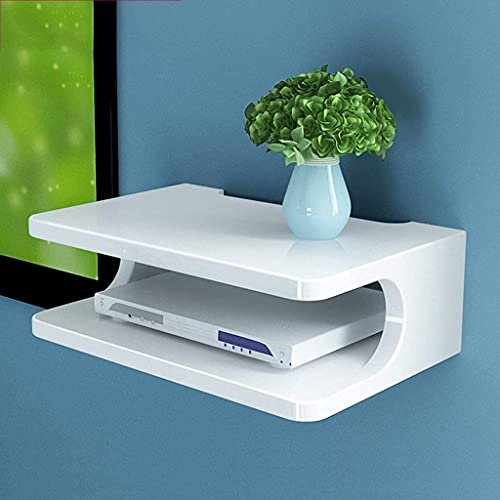 BDXZJ Floating Shelf Wall-Mounted Bracket Bracket TV Box Set-Top Box Modem Cable Box DVD Player for Wifi Router Player Wall Mount Shelf, White White