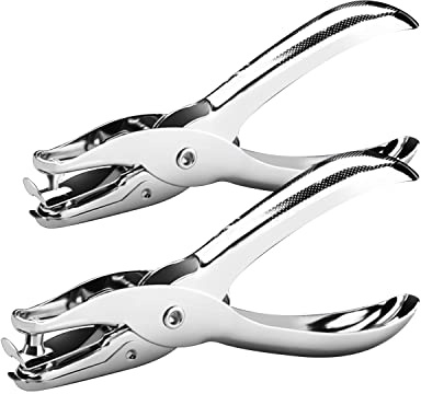 2 Pcs Hole Punch, 1/4 Inch and 1/8 Inch Single Hole Punch, MoHern Hole Puncher Single, Hole Puncher for Crafts, Tags, Tickets, Circle Paper Punches with 6 Sheet Capacity for Home, Office, School