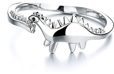 Silberfarbener Dinosaurierring für Damen und Herren, modisch, Punk, Statement, erweiterbar, verstellbar, Unisex, Tier, Drache, Stegosaurus, Fingerringe, bequeme Passform, zierlicher Geburtstagsschmuck
