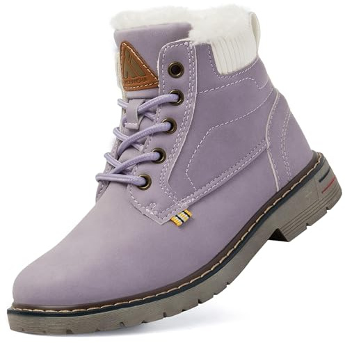 Mishansha Scarpe Inverno Bambino Scarponcino da Neve Ragazze Ragazzi Fodera Calda Scarpe Stivaletti Invernali con Imbottitura Calda Unisex, Viola 33