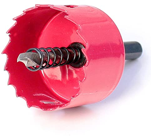 60-200mm Scies-cloches à bois bi-métal Foret HSS Acier M42 Scie-cloche Kit d'ouvre-bois pour planche de bois/tuyau de fer en aluminium, rouge, 125mm