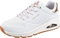 Skechers Damen Sneakers, Weißer Durabuck-Roségold-Duraleather-Besatz, 35.5 EU