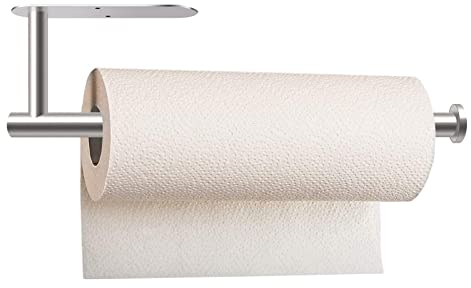 kitchen roll holder under cabinet，paper towel holder，Holder Kitchen Roll Holder SUS304 Stainless Steel，No Drilling Self-Adhesive, for Kitchen Bathroom (Silver)