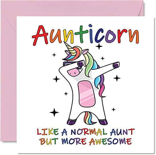 Stuff4 Geburtstagskarten für die Tante – Tante – lustige Geburtstagskarten, 145 mm x 145 mm, Geburtstagsgrußkarten, Happy Birthday Auntie Karte, Einhorn, tolles Tante, Geschenk von Neffen oder Nichte