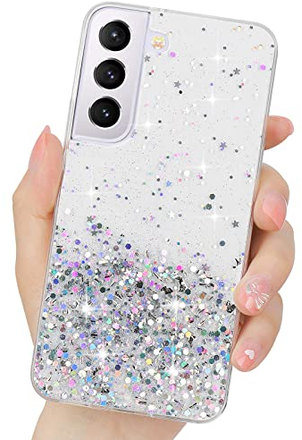 LCHULLE Handyhülle Kompatibel mit Samsung Galaxy S21 FE 5G(6.4 Zoll) Hülle Glitzer Transparent Silikon Case Bumper Glänzend Mädchen Schutzhülle für Samsung S21 FE 5G Transparent