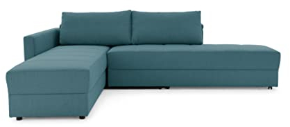 LOOKS by Wolfgang Joop Looks III Designer Sofa mit Boxspringfederung, Ecksofa mit Bettfunktion, Petrol, 287x229x77 cm