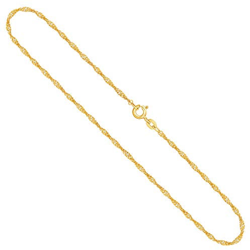 EDELIND Goldkette Damen 750 Gold Dünne 1,8 mm Kette Echtgold Singapurkette Gelbgold Halskette Länge 100 cm mit Schmuck Geschenk Box Made in Germany