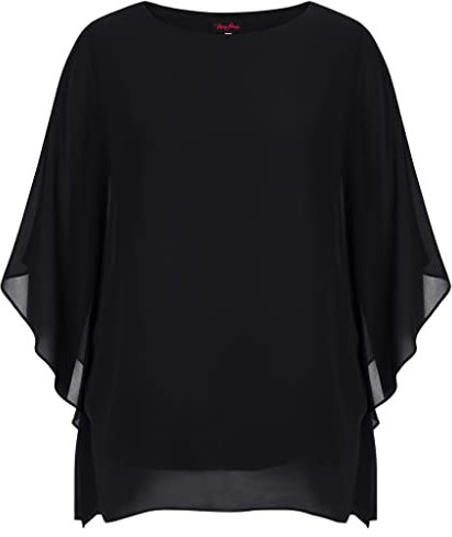 Hanna Nikole Large Size Chiffon Shirt Cold Shoulder Hemd Elegant Lang Oberteile Longtops Black 52