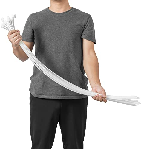 Armpow 15 Stücks 25x1000mm Zugfestigkeit 180KGS/400LBS Kabelbinder Lang Robuste, UV-beständige Kabelbinder mit Schieber Kabelbinder aus dickem Nylon für Kabelmanagement(weiß)