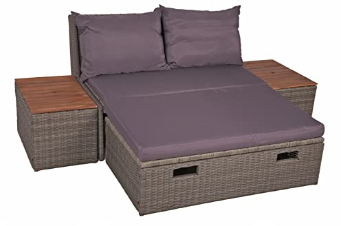HTI living Loungesofa mit Stauraum inkl. Schutzhülle und 2 Beistelltischen Gartenmöbel Sitzgruppe Loungegarnitur