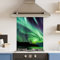 Premium 60 cm x 75 cm Northern Lights Glass 6mm Kitchen Splashback Heat Resistant Toughened Polished Edges - Back Splash Back Coloured Hob Painted Tempered Splashback