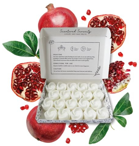 Pomegranate Noir Wax Melts| Strong Scented| 20 Pack| Luxury Gift Set Wax Melts| Over 96 Hrs Burn Time Per Box| Pet Friendly| Eco Friendly| Hand Poured in Staffordshire, UK (Pomegranate Noir)