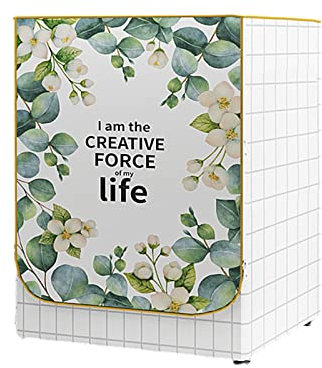 FANSU Copertura Lavatrice per Esterno per Lavatrici e Asciugatrice Stampa, Impermeabile Antipolvere Coprilavatrice da Esterno con Aperture Frontali Protezione Solare (S-4-5kg,Vita)