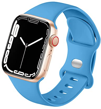 HdanMole Kompatibel mit Apple Watch Armband 38mm 40mm 41mm 42mm 44mm 45mm 46mm, Weiches Silikon Sport Armband Ersatz für iWatch Series 10 9 8 7 6 5 4 3 2 1 SE Herren Damen, Blau