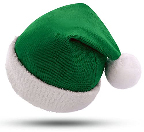 KONVINIT Weihnachtsmütze für Baby Nikolausmütze Kleinkind Warm und Gemütlich Gestrickte Weihnachtsmann Mütze Santa Clause Mütze Kinder Grün Elf Mütze,green 110